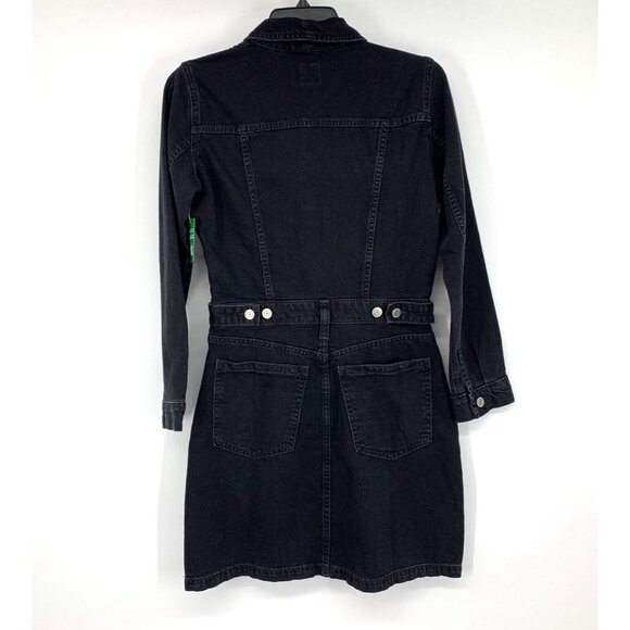 Gap Denim Dress Black Long Sleeve Button Down Pocket Mini - Picture 8 of 11